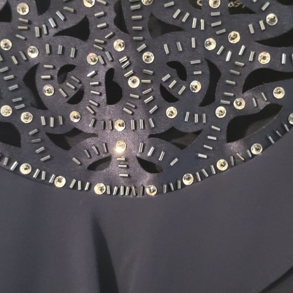 SL FASHIONS NAVY BLUE MISSY FLAPPER STYLE COCKTAIL DRESS-NWT - Picture 6 of 10